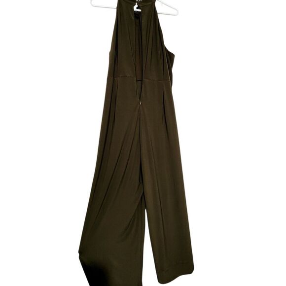 Nina Leonard Jumpsuit For Women Size Medium Wide Leg Olive Green Color With Zip - Picture 5 of 15